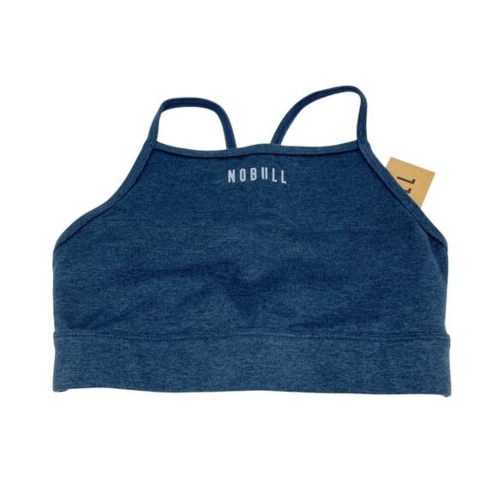 NoBull Women's Matte High Neck Sports Bra Heathered‎ Blue Size XS